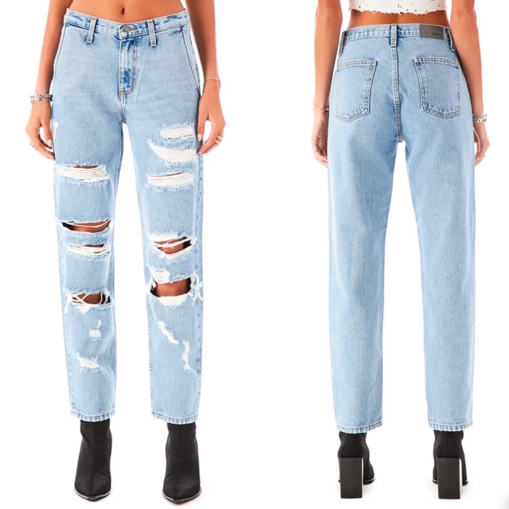 CarMar heavy distressed light wash boyfriend jeans